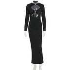 Damen Elegantes Maxikleid mit hochgeschlossenem Dekolleté und raffinierten Cut-Outs R&B