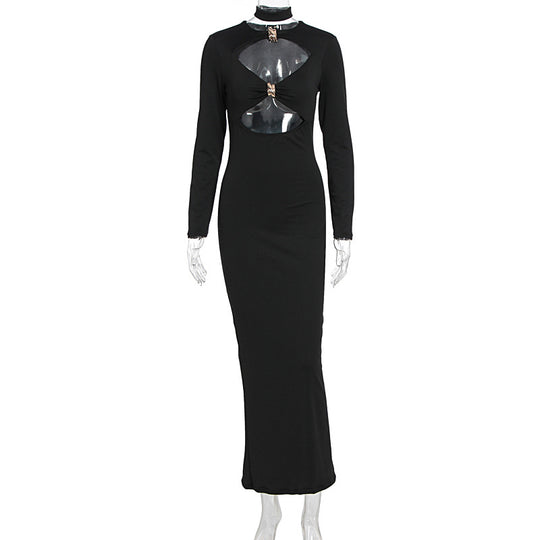 Damen Elegantes Maxikleid mit hochgeschlossenem Dekolleté und raffinierten Cut-Outs R&B