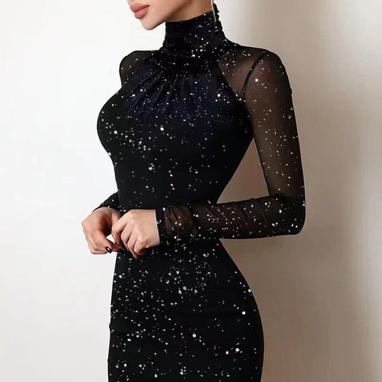 Damen Elegantes Etuikleid mit transparenten Ärmeln und raffinierter Raffung R&B