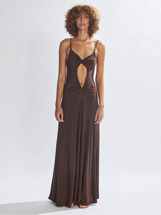 Damen Lange Maxikleid mit aufregendem Cut-Out-Design und weichem Stoff R&B