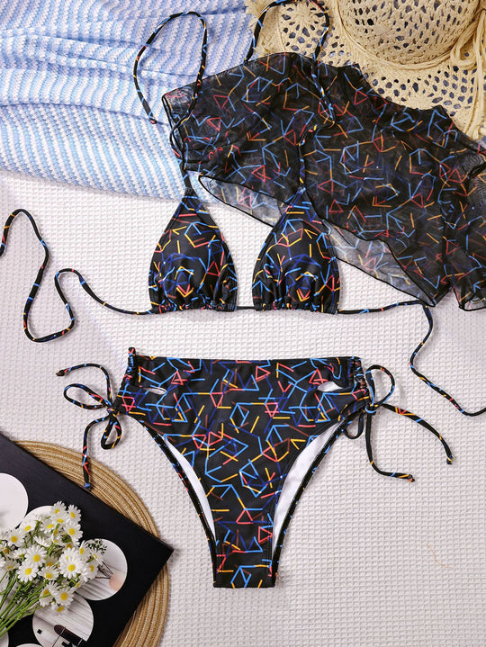 Damen Triangel-Bikini mit transparentem Übertop R&B