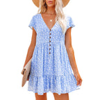 Damen Sommerkleid mit floralen Mustern und Knopfdetails R&B
