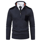 Herren eleganter Strickpullover mit Kragen und Taschen R&B