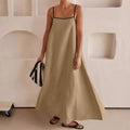 Damen Sommerliches Maxikleid mit schmalen Spaghettiträgern und fließendem Schnitt R&B