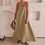 Damen Sommerliches Maxikleid mit schmalen Spaghettiträgern und fließendem Schnitt R&B
