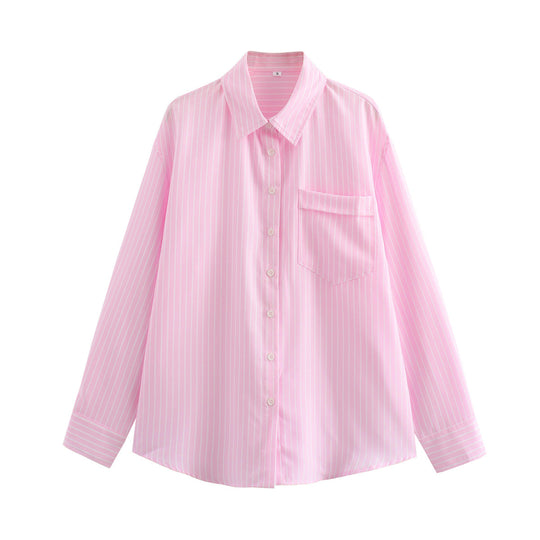 Damen Elegante und lässige Bluse mit feinen Streifen R&B