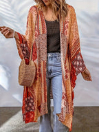 Damen Lässige Kimono-Jacke mit buntem Muster und weitem Schnitt R&B