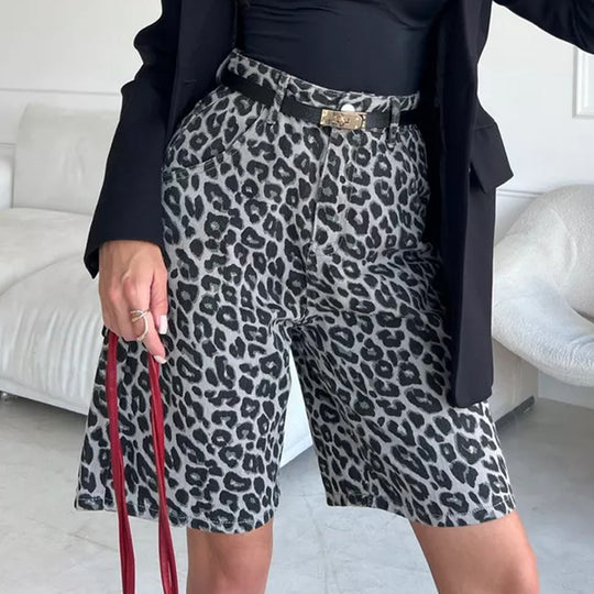 Damen Leopardenmuster Shorts R&B