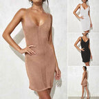 Damen elegantes Häkelkleid mit tiefem Ausschnitt R&B