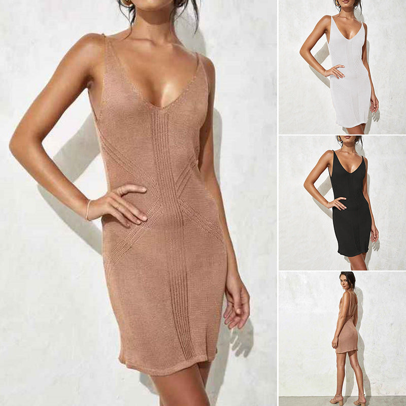 Damen elegantes Häkelkleid mit tiefem Ausschnitt R&B