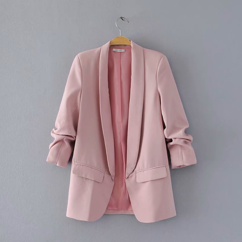 Damen eleganter Blazer mit gekrempelten Ärmeln und praktischen Taschen R&B