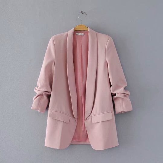 Damen eleganter Blazer mit gekrempelten Ärmeln und praktischen Taschen R&B