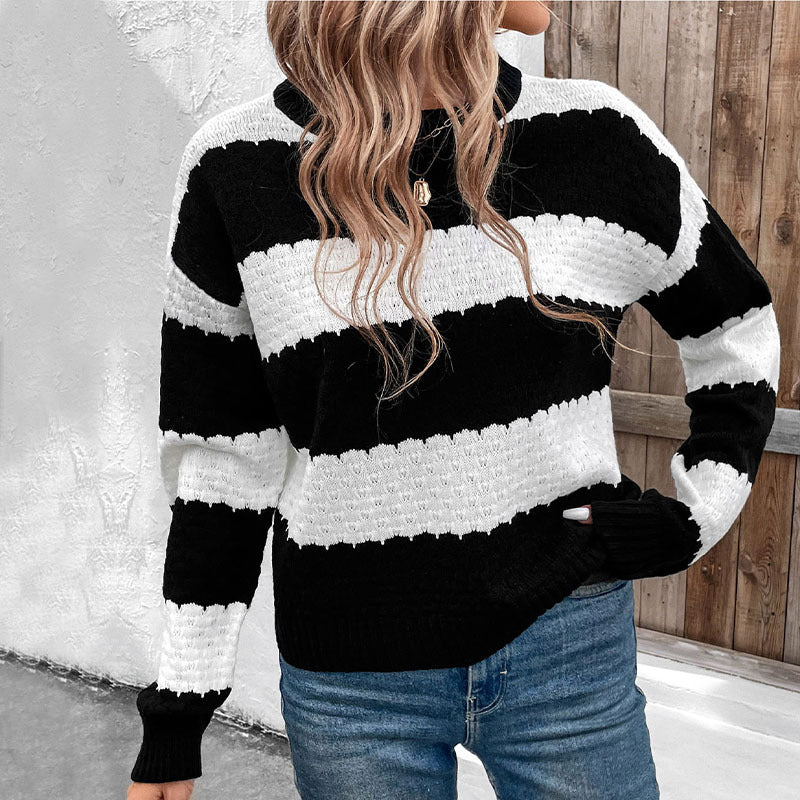 Damen gestreifter Strickpullover R&B