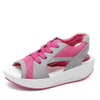 Damen Sportliche Wedge-Sandalen mit atmungsaktivem Mesh-Obermaterial R&B