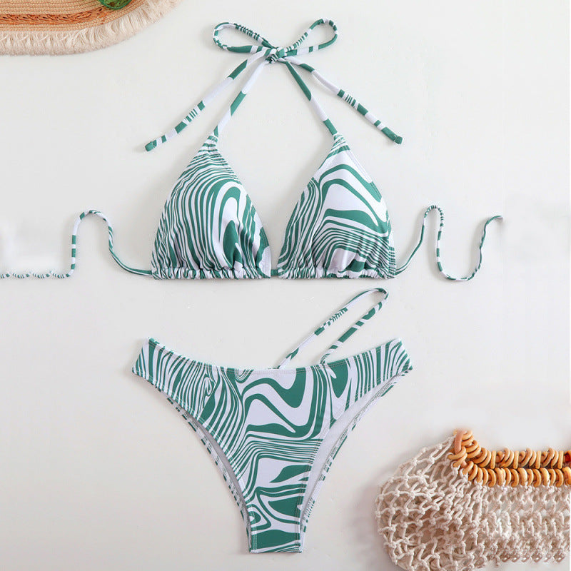 Damen Triangel-Bikini mit asymmetrischem Design und verstellbaren Trägern R&B