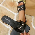 Damen modische Riemchen-Sandalen mit eleganter Schnallenverzierung R&B