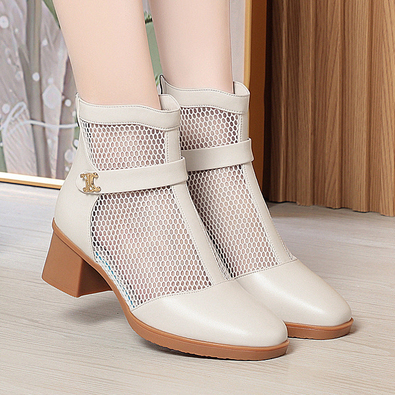 Damen Stiefeletten mit Netzdesign und komfortablem Blockabsatz R&B