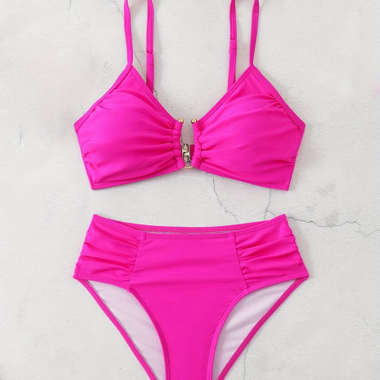 Damen Hochtailliertes Bikini-Set mit raffiniertem Rüschendesign R&B