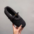 Damen Kuschel-Hausschuhe aus weichem Fleece mit dekorativem Riemchen R&B