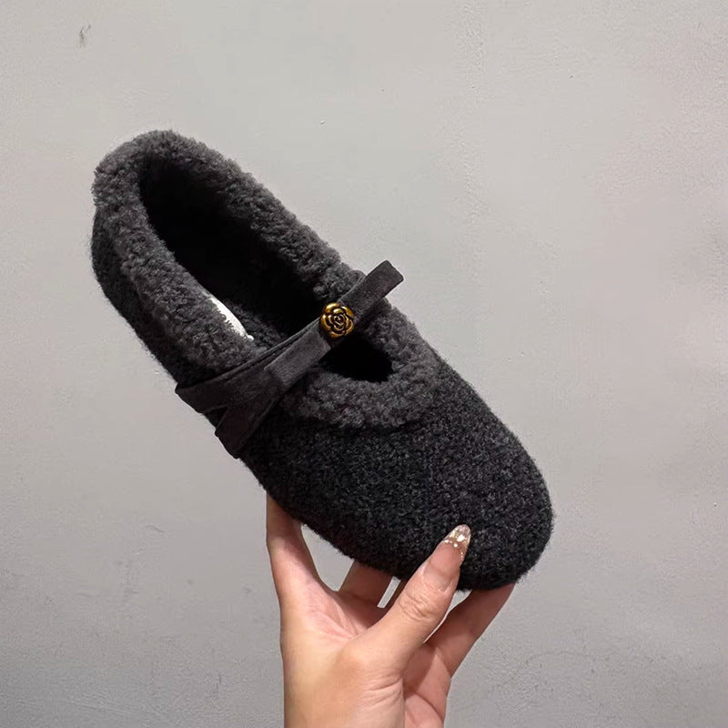 Damen Kuschel-Hausschuhe aus weichem Fleece mit dekorativem Riemchen R&B