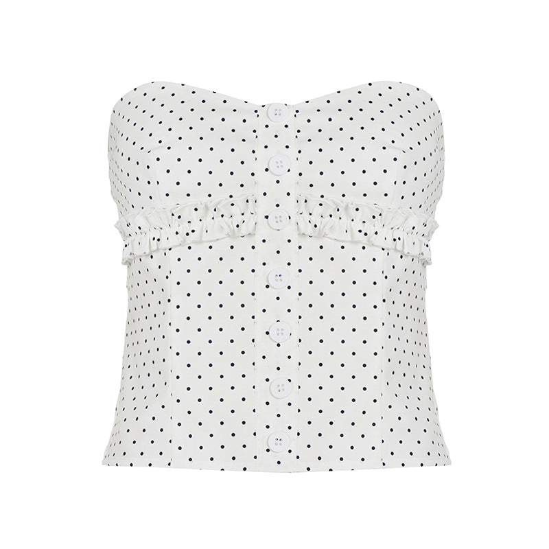 Damen Bandeau-Top mit Rüschendetail und Knopfverschluss R&B
