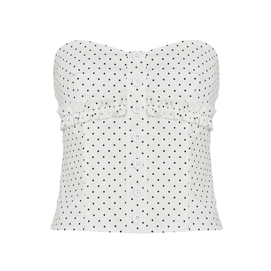 Damen Bandeau-Top mit Rüschendetail und Knopfverschluss R&B