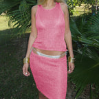 Damen Sportliches Set aus Top und Minirock mit raffiniertem Strickmuster R&B