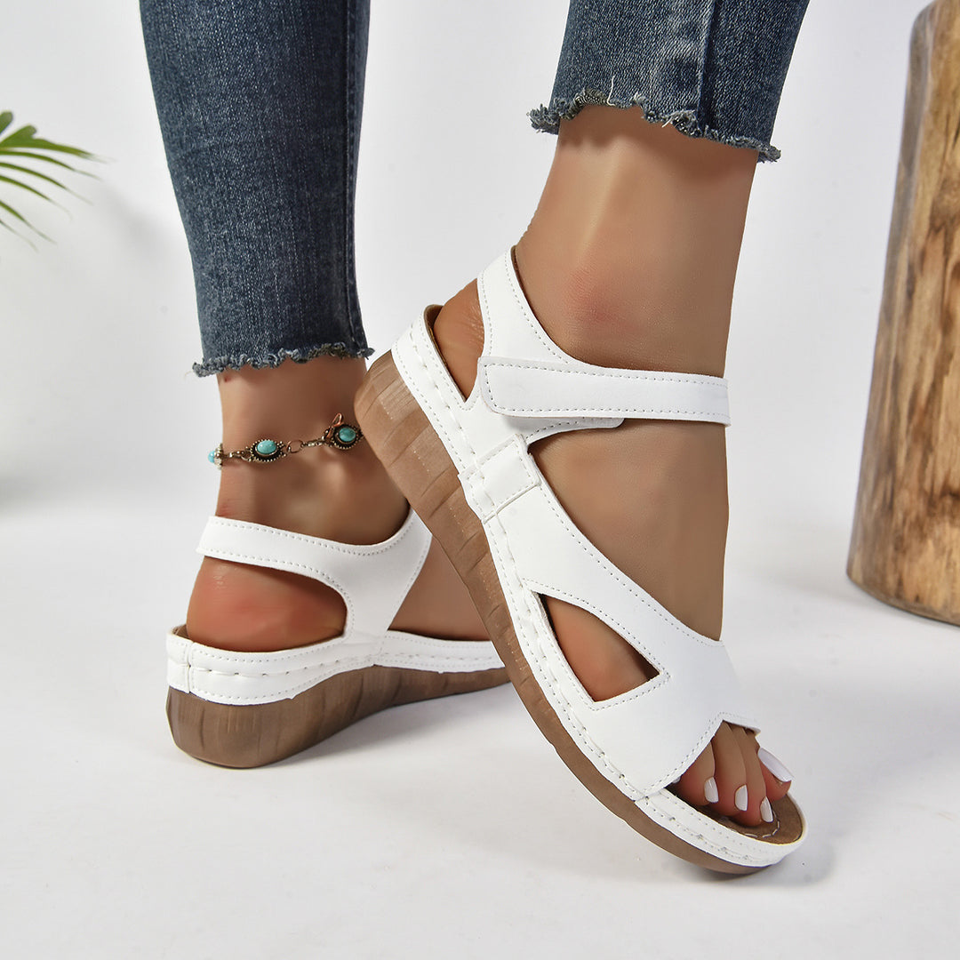 Damen bequeme Wedge-Sandalen mit verstellbaren Riemen und anatomischem Fußbett R&B