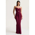 Damen Elegantes langes Abendkleid mit gerafftem Oberteil und goldener Schnalle R&B