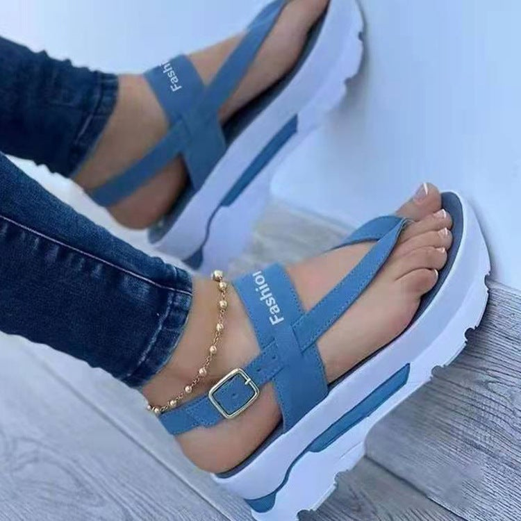 Damen modische Wedge-Sandalen mit ergonomischem Riemendesign und rutschfester Sohle R&B