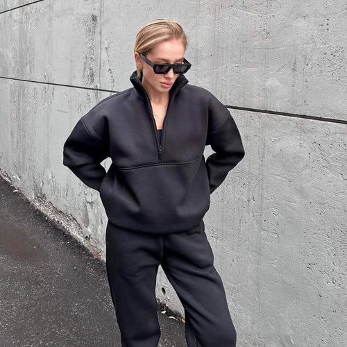 Damen Hochleistungs-Fleece Sweatshirt mit Stehkragen und Reißverschluss R&B