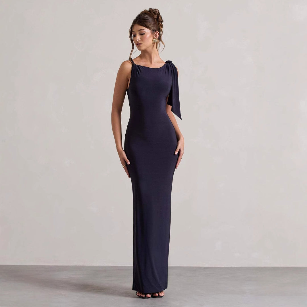 Damen Langärmliges Wickelkleid mit asymmetrischem Schnitt und eleganter Taillierung R&B