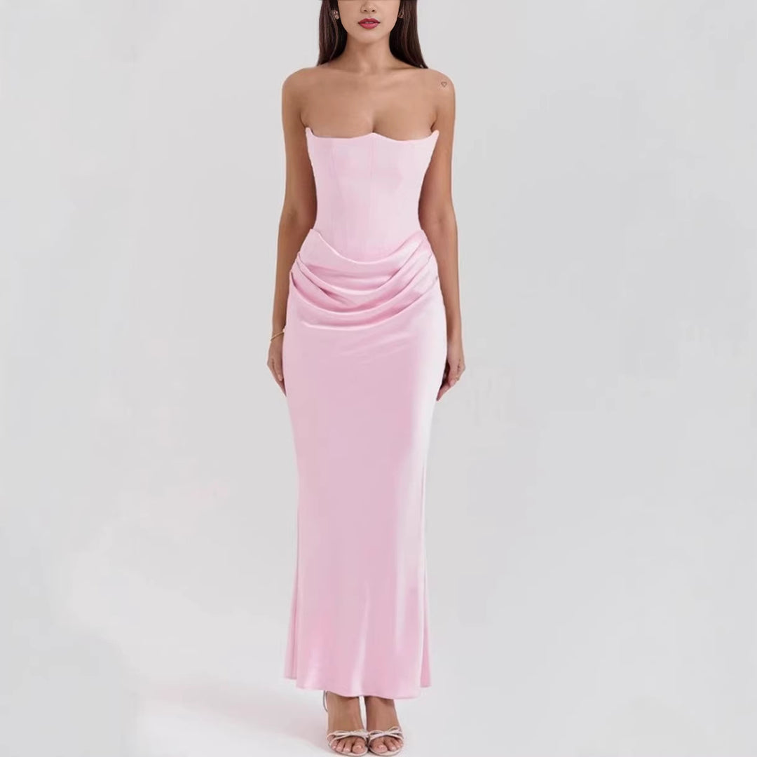 Damen nan trägerloses Korsagen-Abendkleid mit konturierter Miederkonstruktion und eleganter Hüftdrapierung R&B