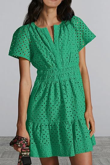 Damen Sommerkleid im romantischen Broderie Anglaise Stil R&B