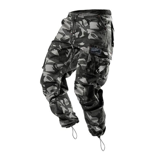 Herren nan Multitaschen-Freizeithose aus Baumwoll-Twill mit konischem Bein und verstellbarem Knöchelzug R&B