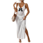 Damen HäkelMaxikleid mit eleganter Schleifenapplikation R&B