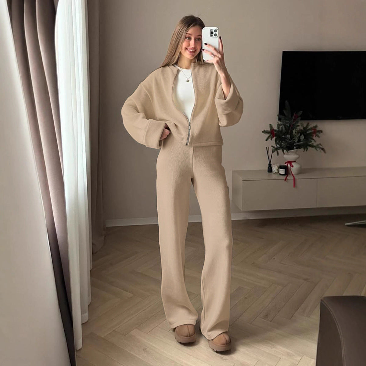 Damen Modisches und bequemes Strick-Ensemble mit weitem Schnitt R&B