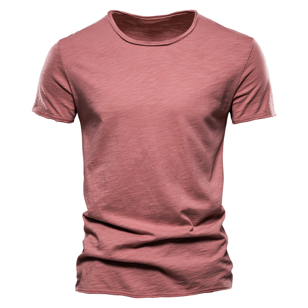 Herren nan leichtes Baumwolljersey Kurzarmshirt mit V-Ausschnitt und schmaler Passform R&B