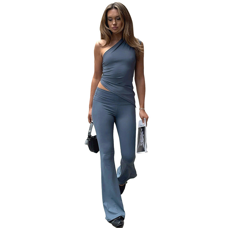 Damen asymmetrisches Jumpsuit mit dekorativer Wickeloptik und weichem, stretchy Material R&B
