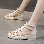 Damen nan gladiatorische Plateausandalette mit gepolstertem Komfortfußbett, profilierter Plateausohle und Rückreißverschluss R&B