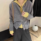 Damen Kuscheliger Cardigan mit Kapuze und Knopfdesign