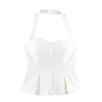 Damen Chic Haltertop mit tailliertem Schnitt und raffinierter Rüsche R&B