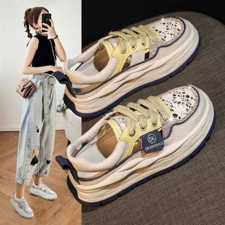 Damen Chunky Sneakers mit atmungsaktiver Mesh-Oberfläche und komfortabler Dämpfung R&B