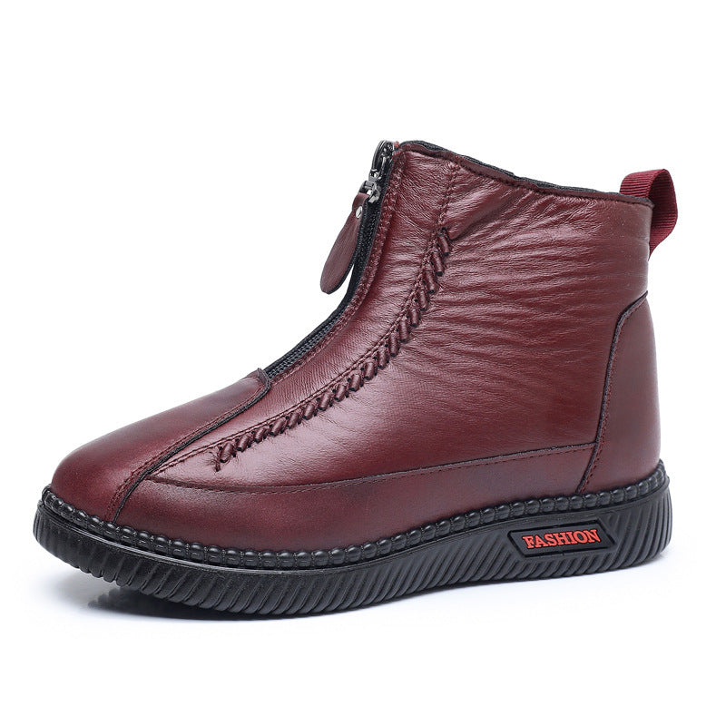 Damen Modische Stiefeletten mit doppeltem Reißverschluss und rutschfester Sohle R&B