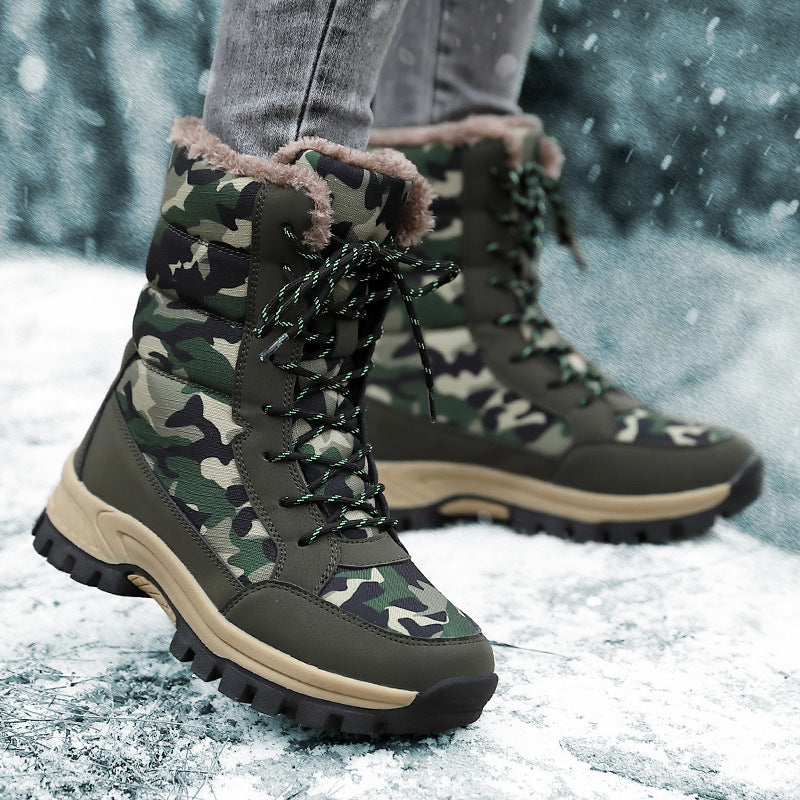 Damen Camouflage Winterstiefel mit isoliertem Futter und rutschfester Sohle