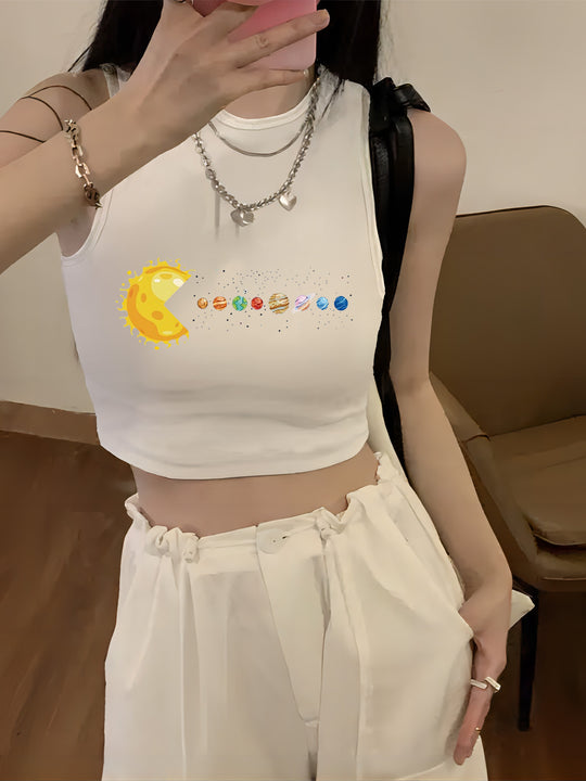 Damen Crop-Top mit kreativem Spruch und lässigem Schnitt R&B