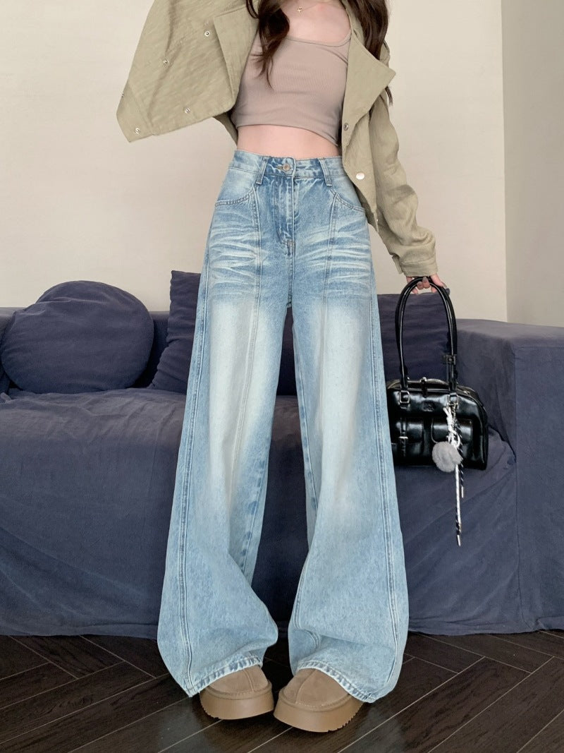 Damen Weite High-Waist Jeans im modernen Distressed-Design R&B