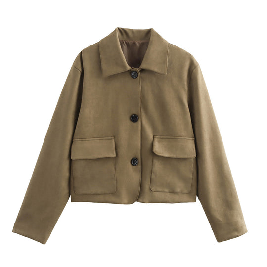 Damen cropped Utility-Jacke mit praktischen Taschen und modernem Schnitt R&B