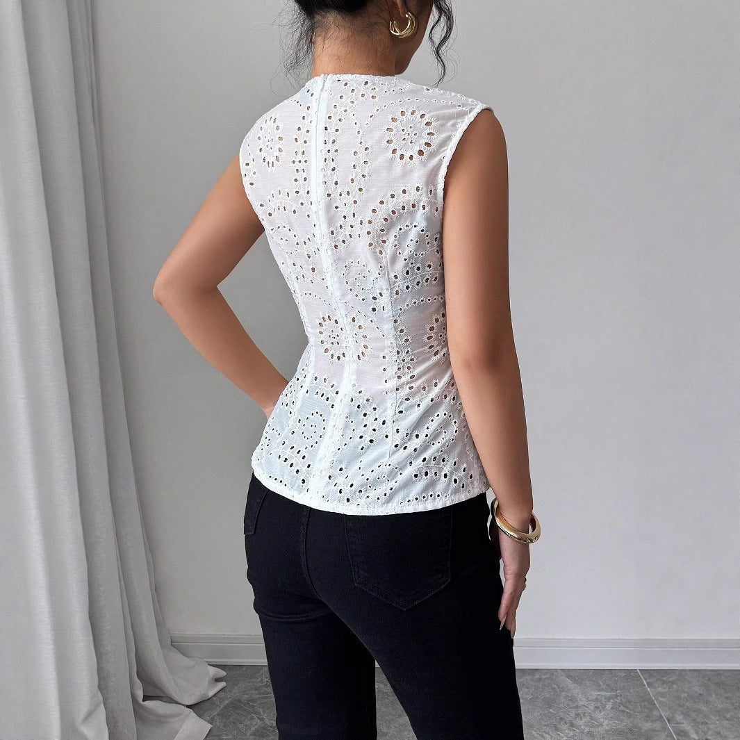 Damen Elegantes Oberteil mit Knopfdetails R&B