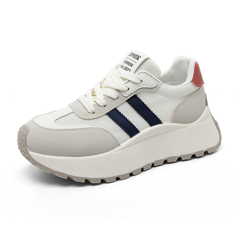 Damen Modische Plateausneaker mit atmungsaktiver Mesh-Oberfläche und stoßdämpfendem Sohlenprofil R&B